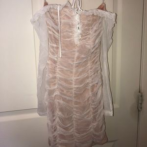 Ruffled white mini dress